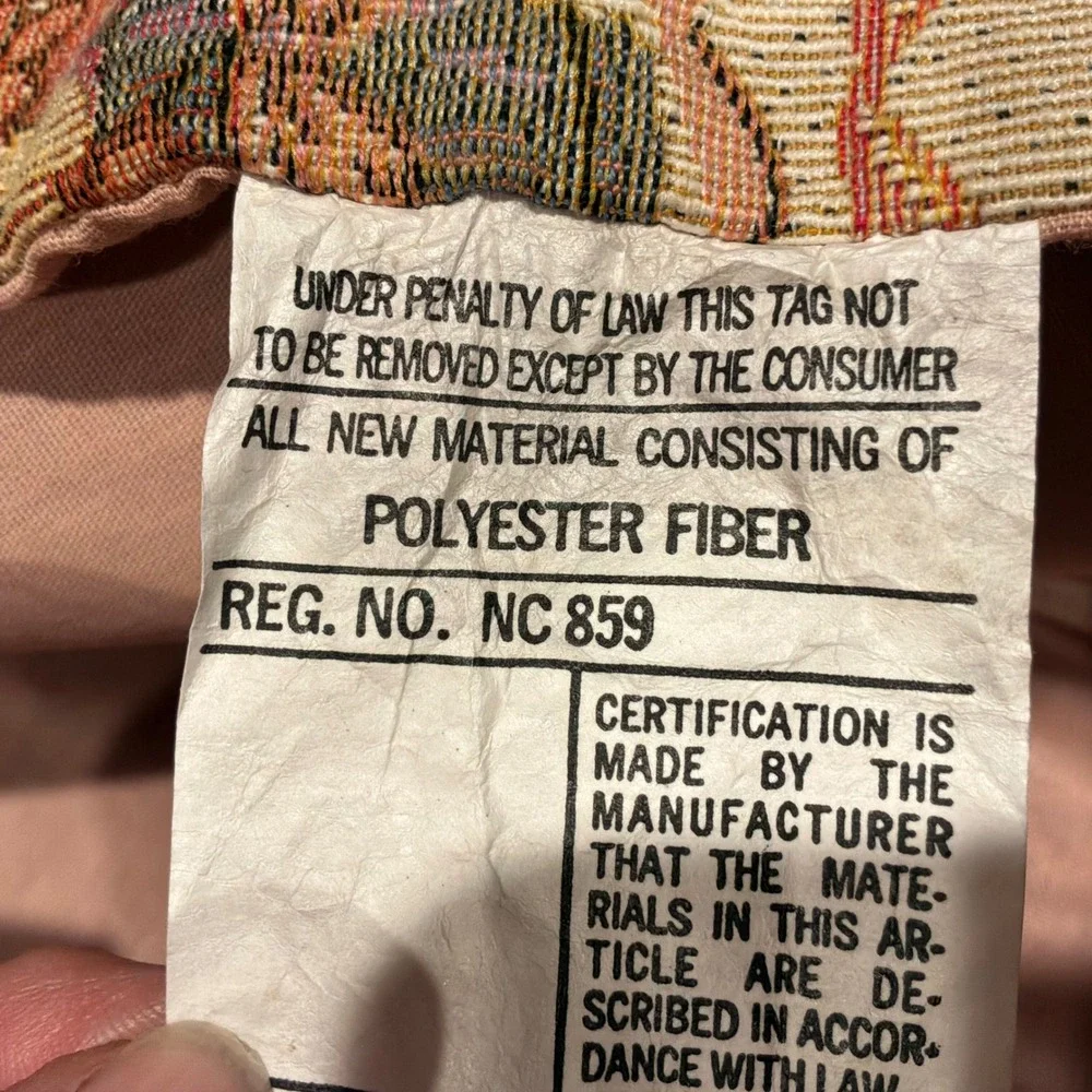 NOS VTG Woven Tapestry Floral Garden Pillow Sham Pink Backing Needs Stuffing